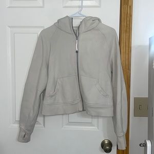 Cropped scuba full zip in white opal